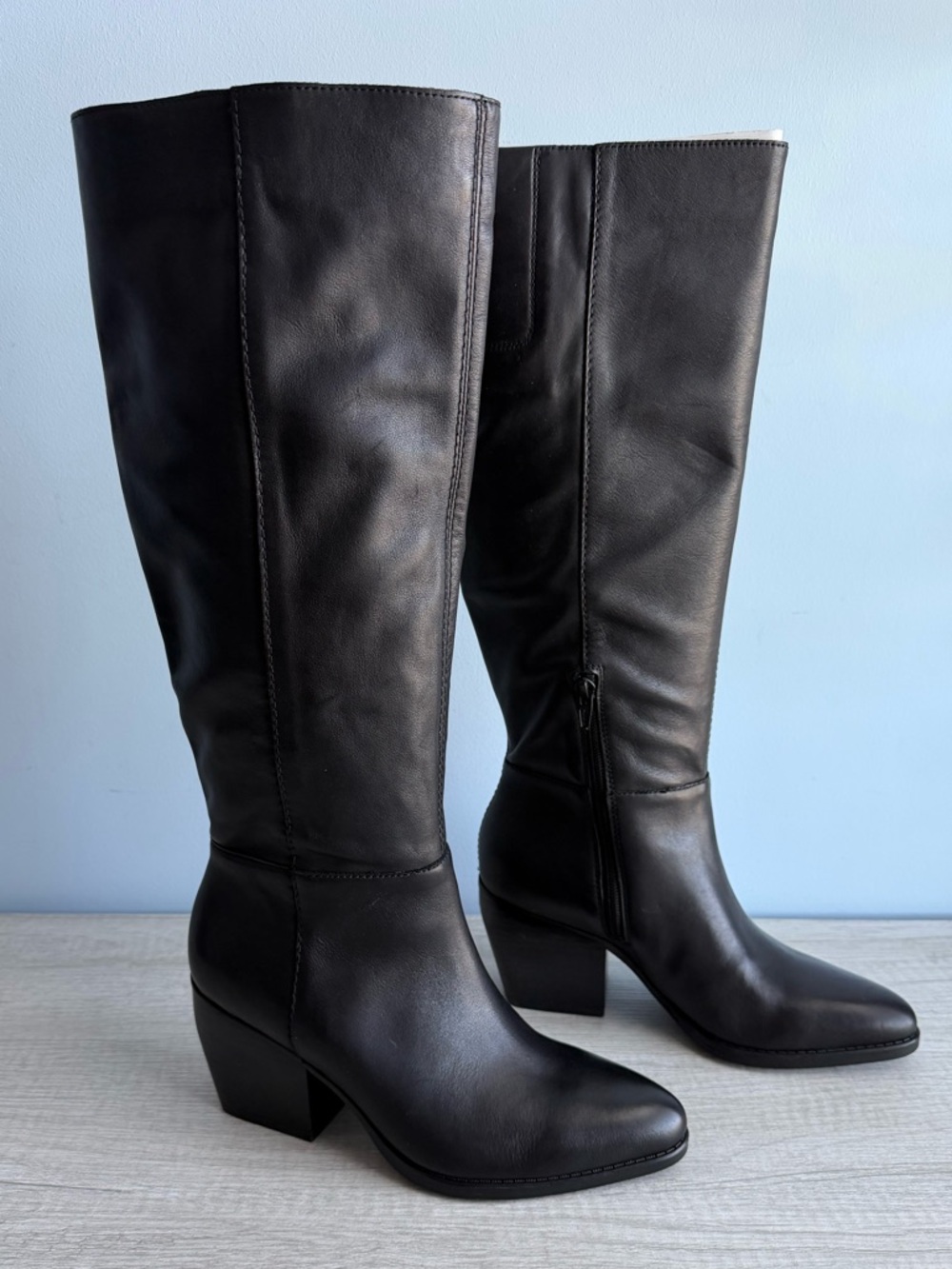 Naturalizer Women’s Black Fae Pointed Toe Knee High Western Boots Size 7W